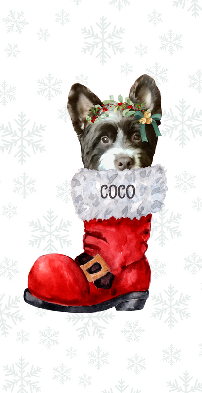 Pet Ornament with Wreath Headband in Santa Boot