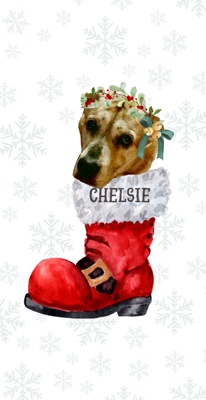 Pet Ornament with Wreath Headband in Santa Boot