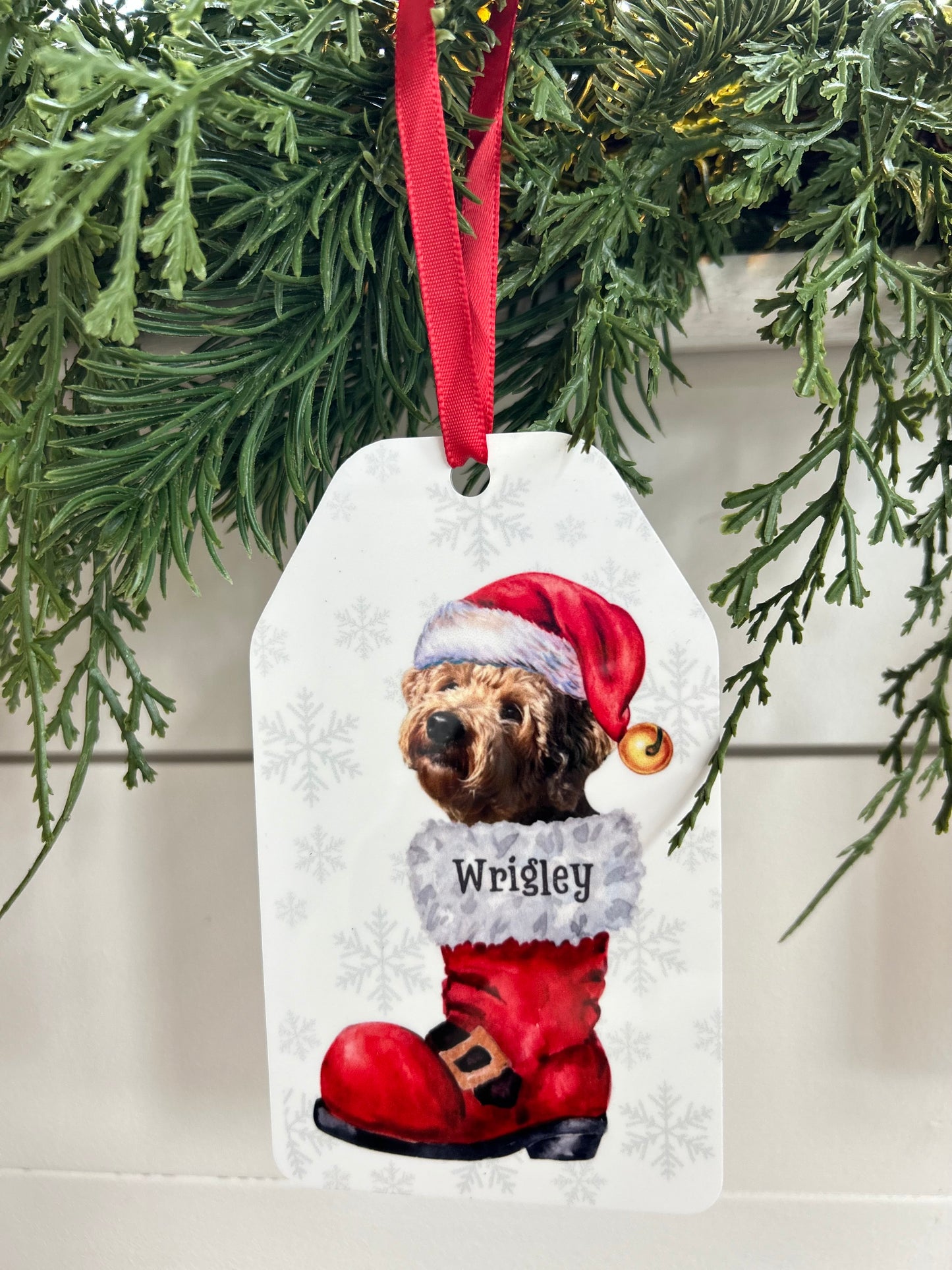 Pet Ornament with Santa Hat in Santa's Boot