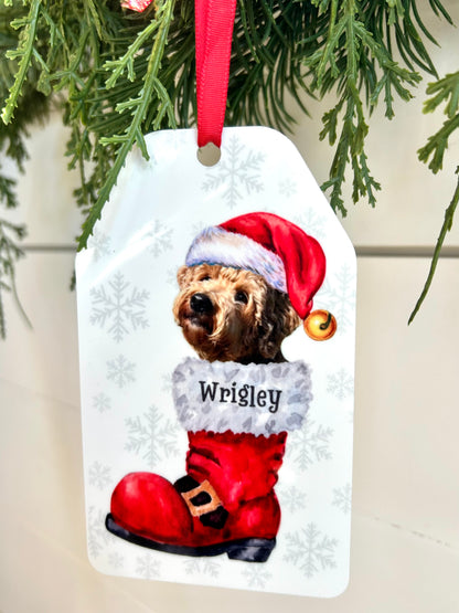 Pet Ornament with Santa Hat in Santa's Boot