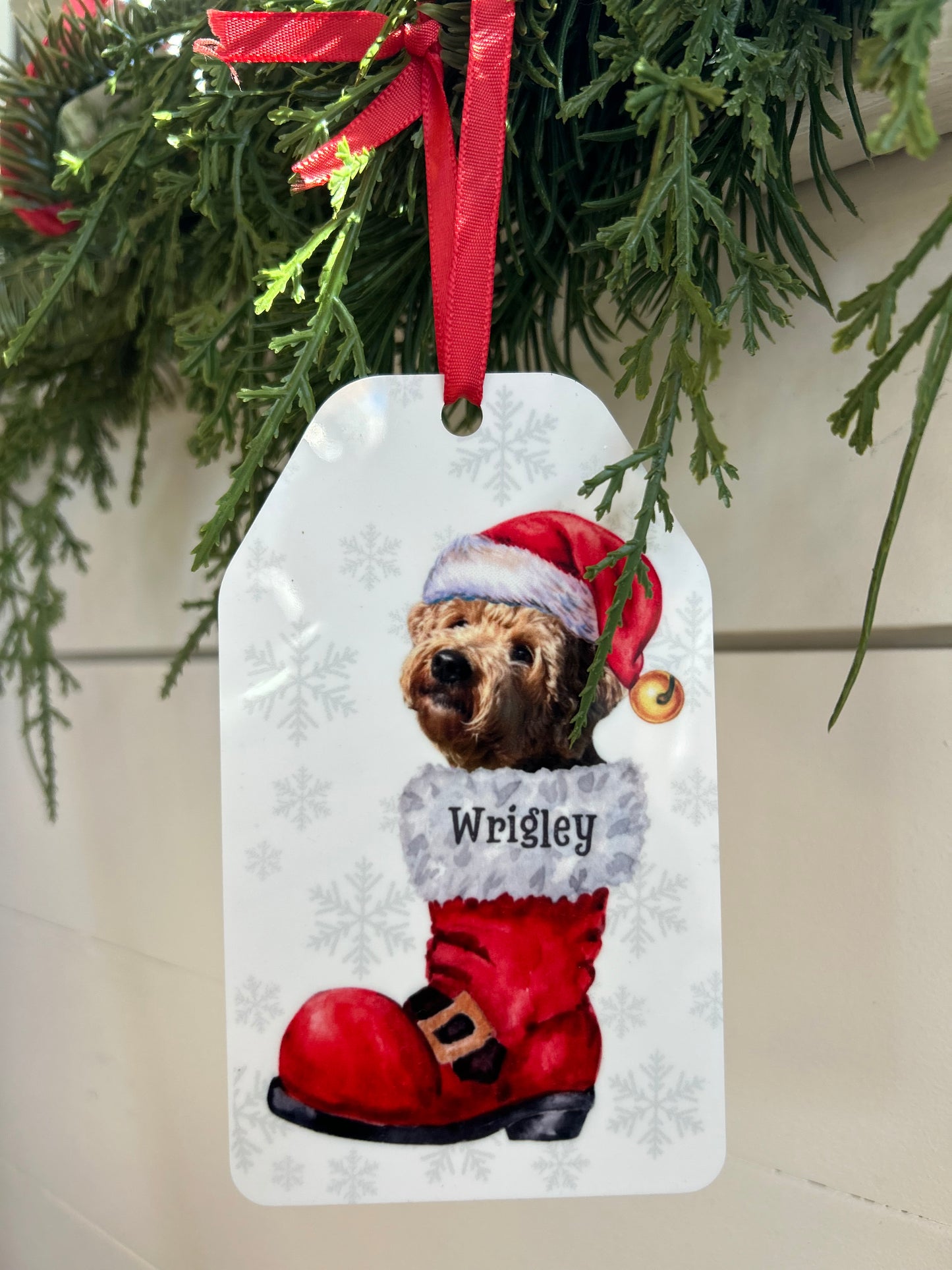 Pet Ornament with Santa Hat in Santa's Boot